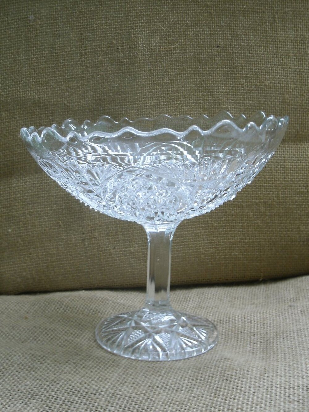 EAPG Fortuna New Martinsville Glass Tall Compote Fruit Bowl